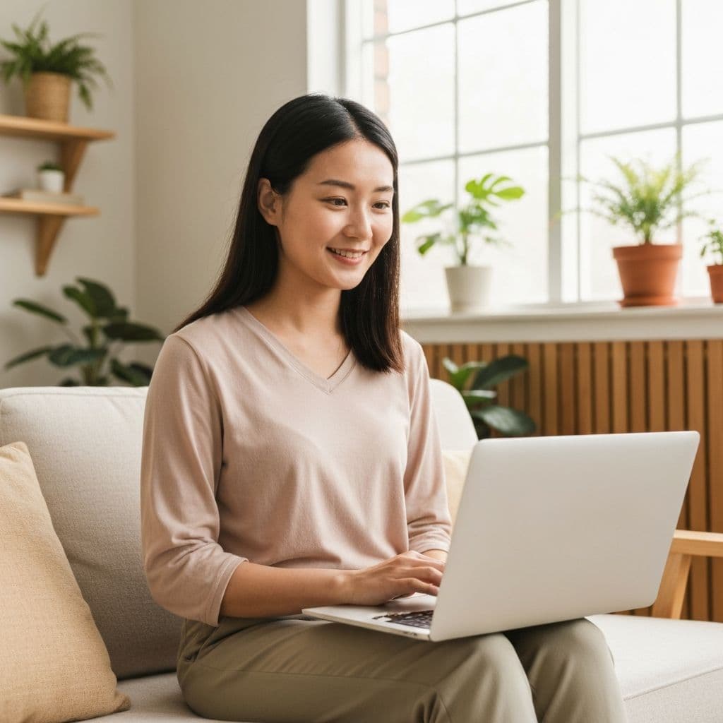 Person having an online therapy session from home
